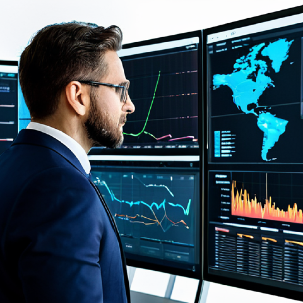 A professional media production strategist, fully clothed in a sharp business suit, intensely focused on a large multi-screen setup within a modern, high-tech studio environment. One screen displays dynamic data analytics dashboards with abstract charts, while another shows a sophisticated AI-powered video editing interface, illustrating innovative and strategic problem-solving. The atmosphere is clean, organized, and forward-thinking. perfect anatomy, correct proportions, natural pose, well-formed hands, proper finger count, natural body proportions, professional photography, high quality, safe for work, appropriate content, fully clothed, professional, family-friendly.