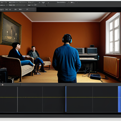 ** A professional video editor, fully clothed in a modest studio environment, working on a documentary about Fado music. Safe for work, appropriate content, perfect anatomy, natural proportions, professional, family-friendly.

**