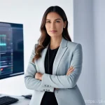 Home 11 미디어 프로듀서의 성공적인 커리어 전략 - **"A media producer, mid-30s, female, with a focused expression, wearing a stylish smart-casual blaz...